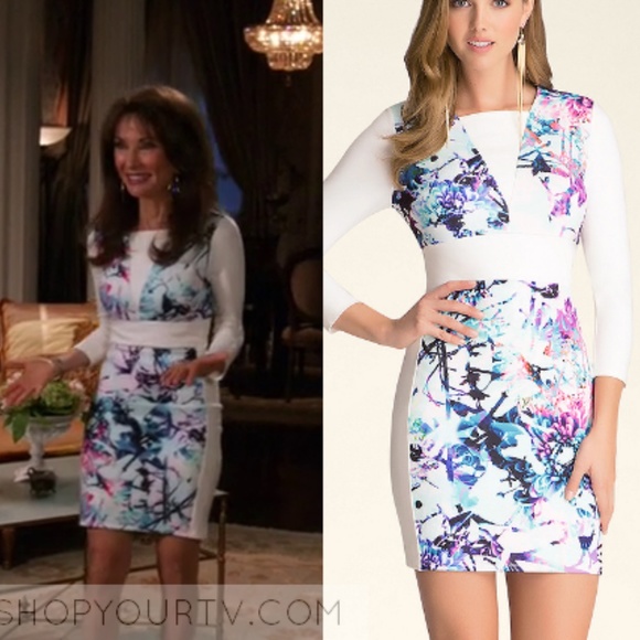 EUC Bebe Inset Print Bodycon Sheath Dress Fantasy Floral Size XL - Picture 8 of 8